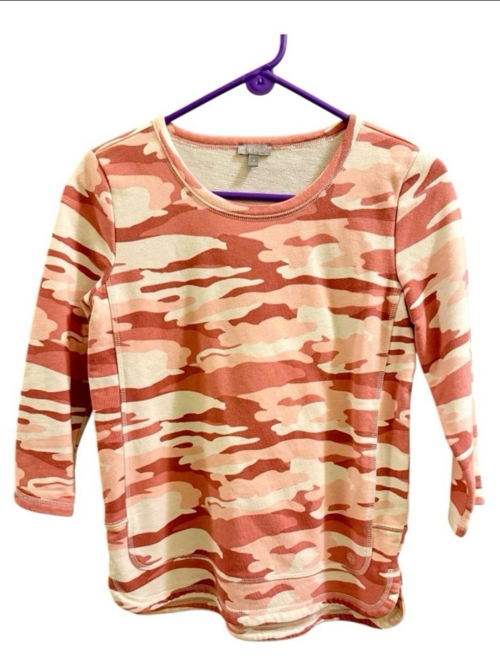 Talbots Pink & Cream Camo Long-Sleeve Top